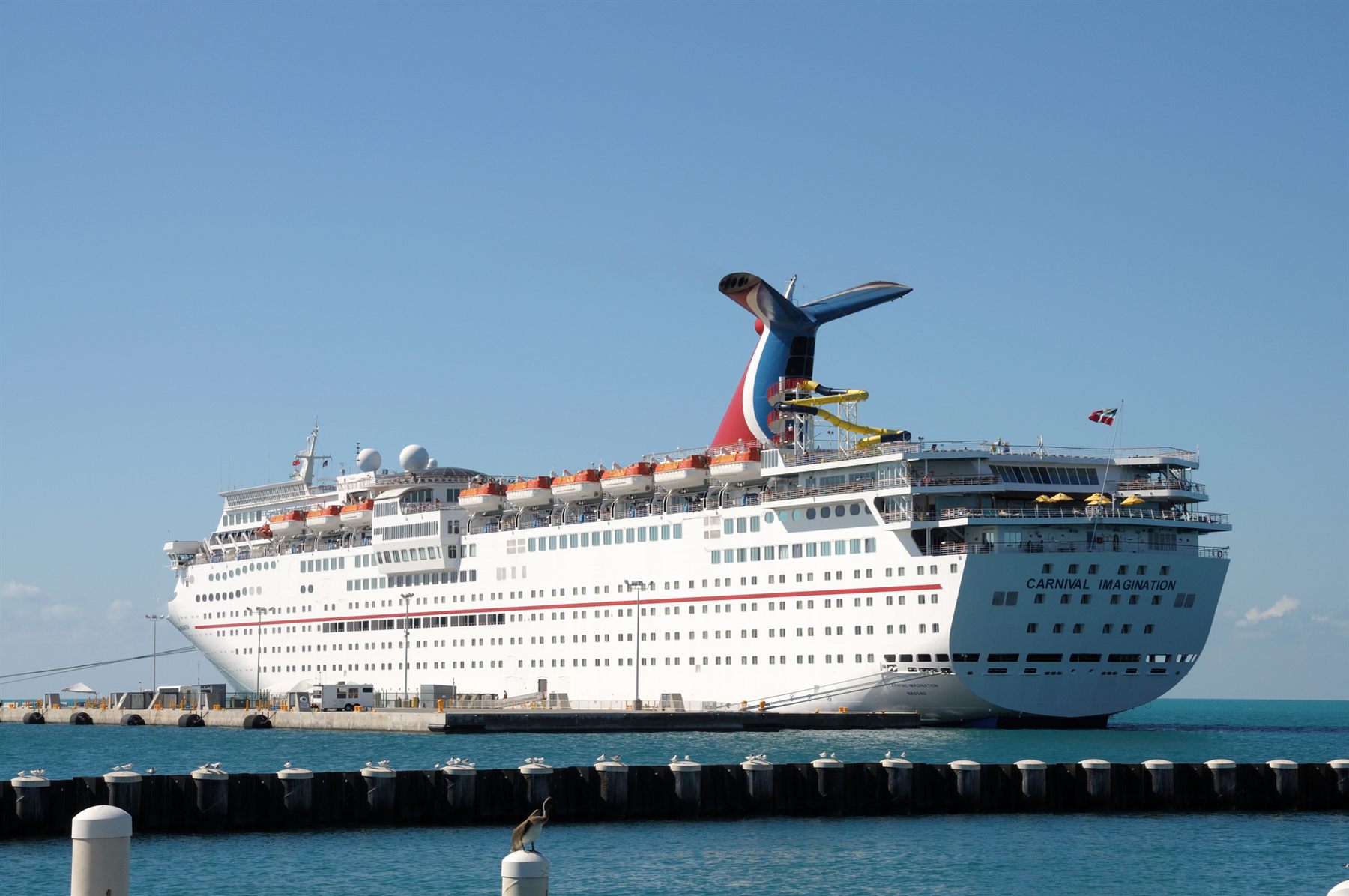 A Caribbean cruise ship at sea
