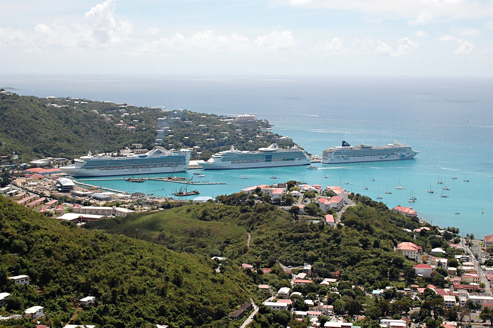Cruise ships at St. Thomas in the Caribbean